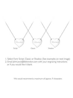 IBB Personalised Sterling Silver Drawn Heart Necklace, Silver - view 2, Silver