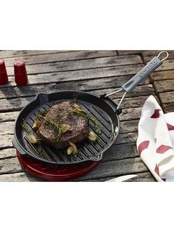 STAUB Cast Iron Round Grill Pan, Black, Dia.27cm - view 2, Black