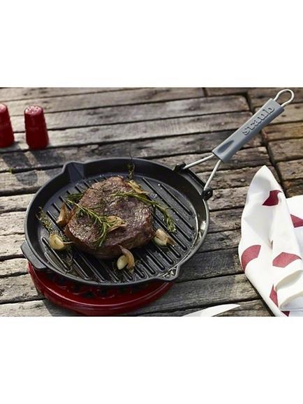 STAUB Cast Iron Round Grill Pan, Black, Dia.27cm - view 2, Black