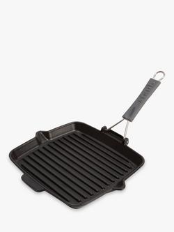 STAUB Cast Iron Square Grill Pan, Black, 24cm, Black