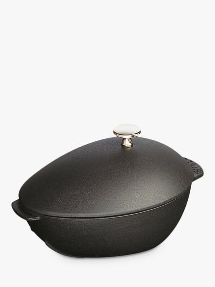STAUB Cast Iron Mussel Pot, 25cm, Black, Black