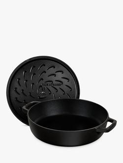 STAUB Round Cast Iron Saute Pan with Chistera Lid, 24cm - view 2, Black