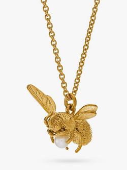 Alex Monroe Fly Bee Pearl 22ct Gold Necklace, Gold, Gold