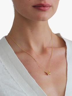 Alex Monroe Fly Bee Pearl 22ct Gold Necklace, Gold - view 2, Gold