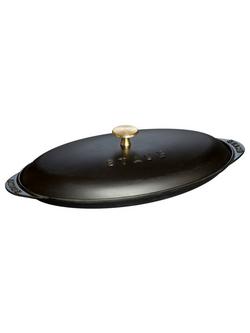 STAUB Cast Iron Covered Fish Pan, Black, 31cm, Black