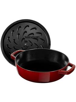 STAUB Round Cast Iron Saute Pan with Chistera Lid, 24cm - view 2, Grenadine