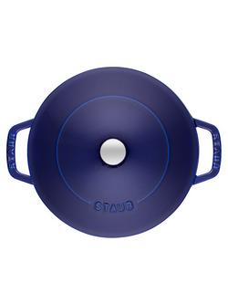 STAUB Round Cast Iron Saute Pan with Chistera Lid, 24cm - view 2, Dark Blue