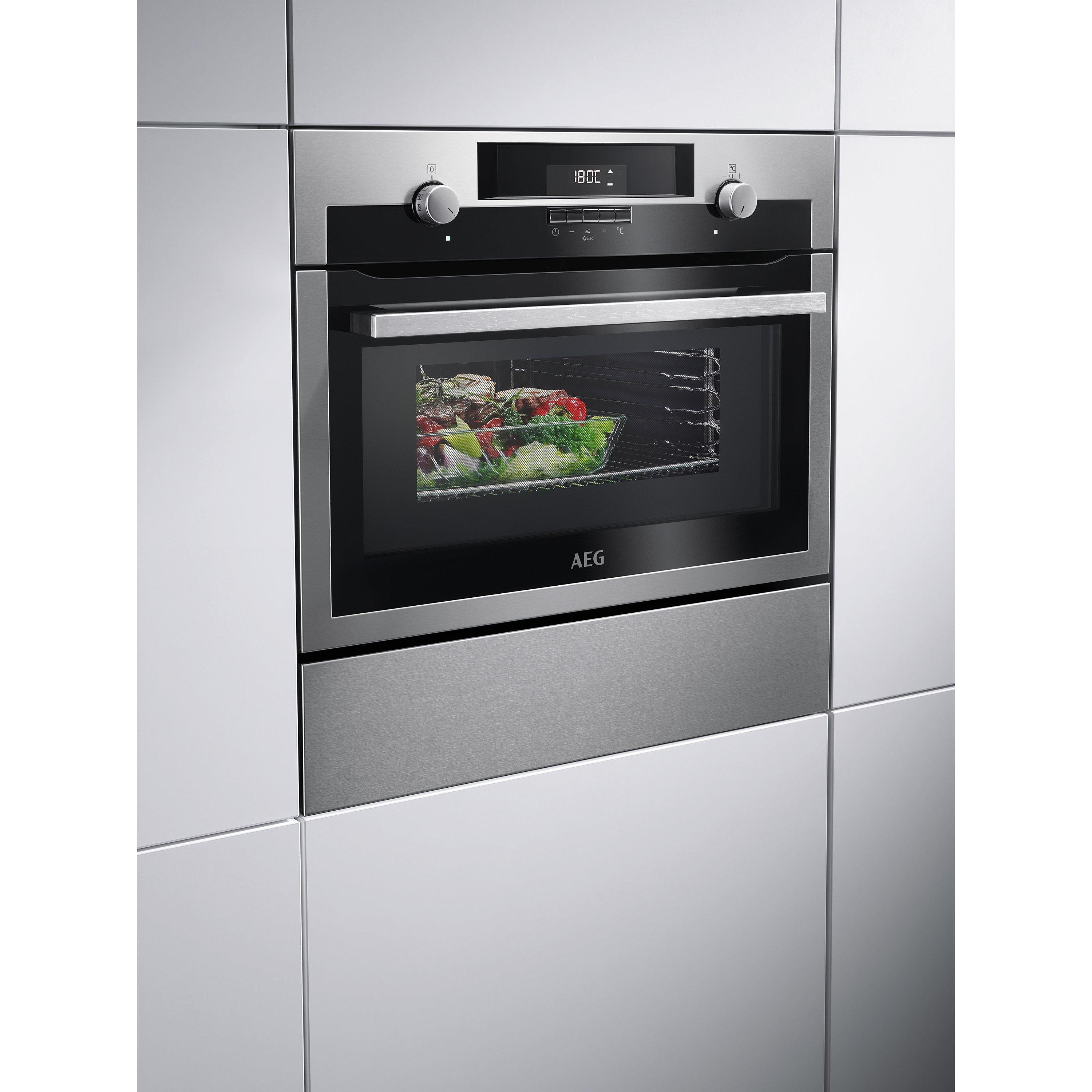 AEG KME561000M CombiQuick Compact Built In Oven with Microwave Stainless Steel