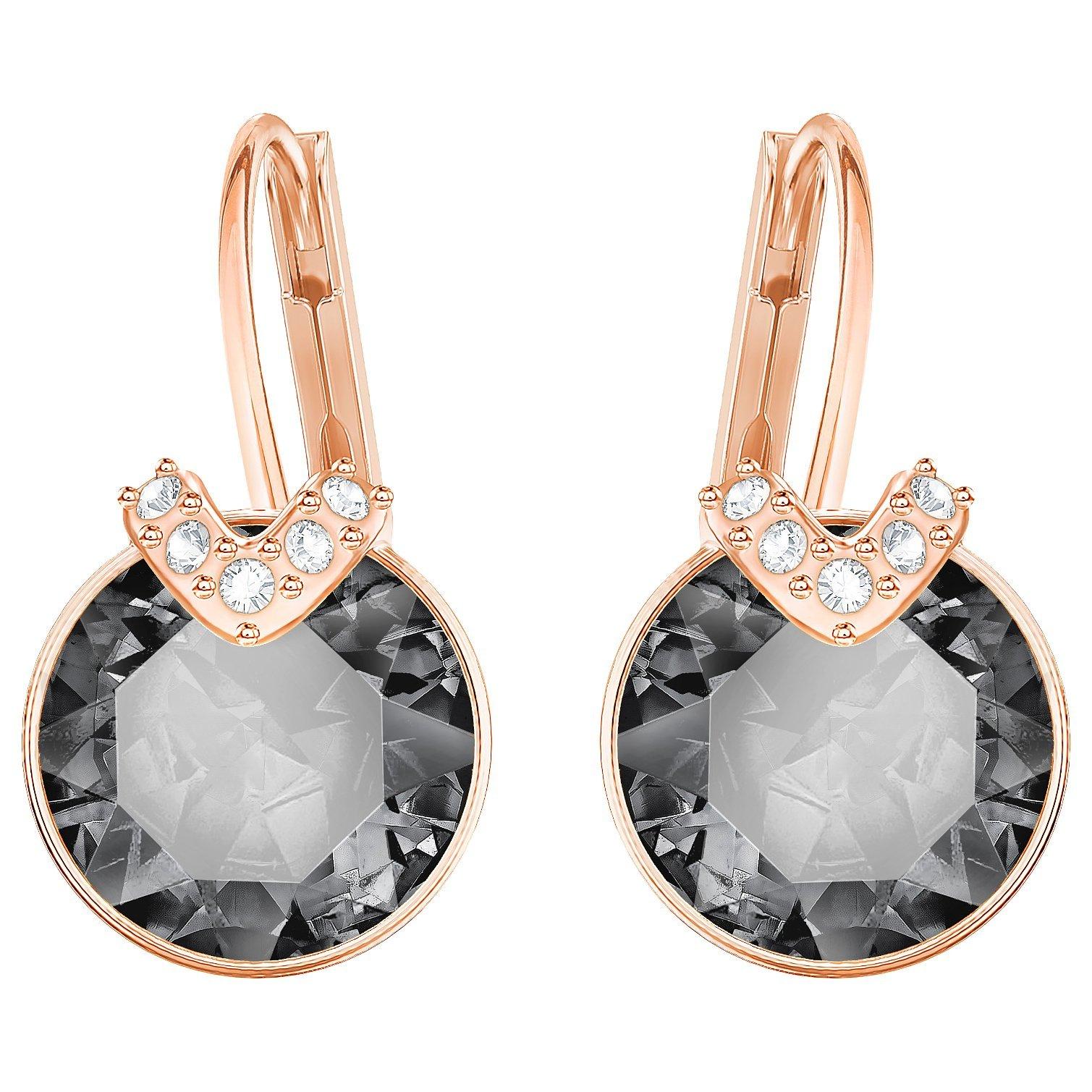 Swarovski Bella V Crystal Drop Earrings, Rose Gold/Grey