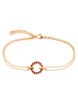 London Road 9ct Rose Gold Ruby Circle Charm Meridian Bracelet, Rose Gold