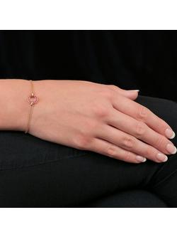 London Road 9ct Rose Gold Ruby Circle Charm Meridian Bracelet - view 2, Rose Gold