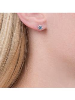 E.W Adams 18ct White Gold Diamond Claw Set Cluster Stud Earrings, Aquamarine - view 2, Aquamarine