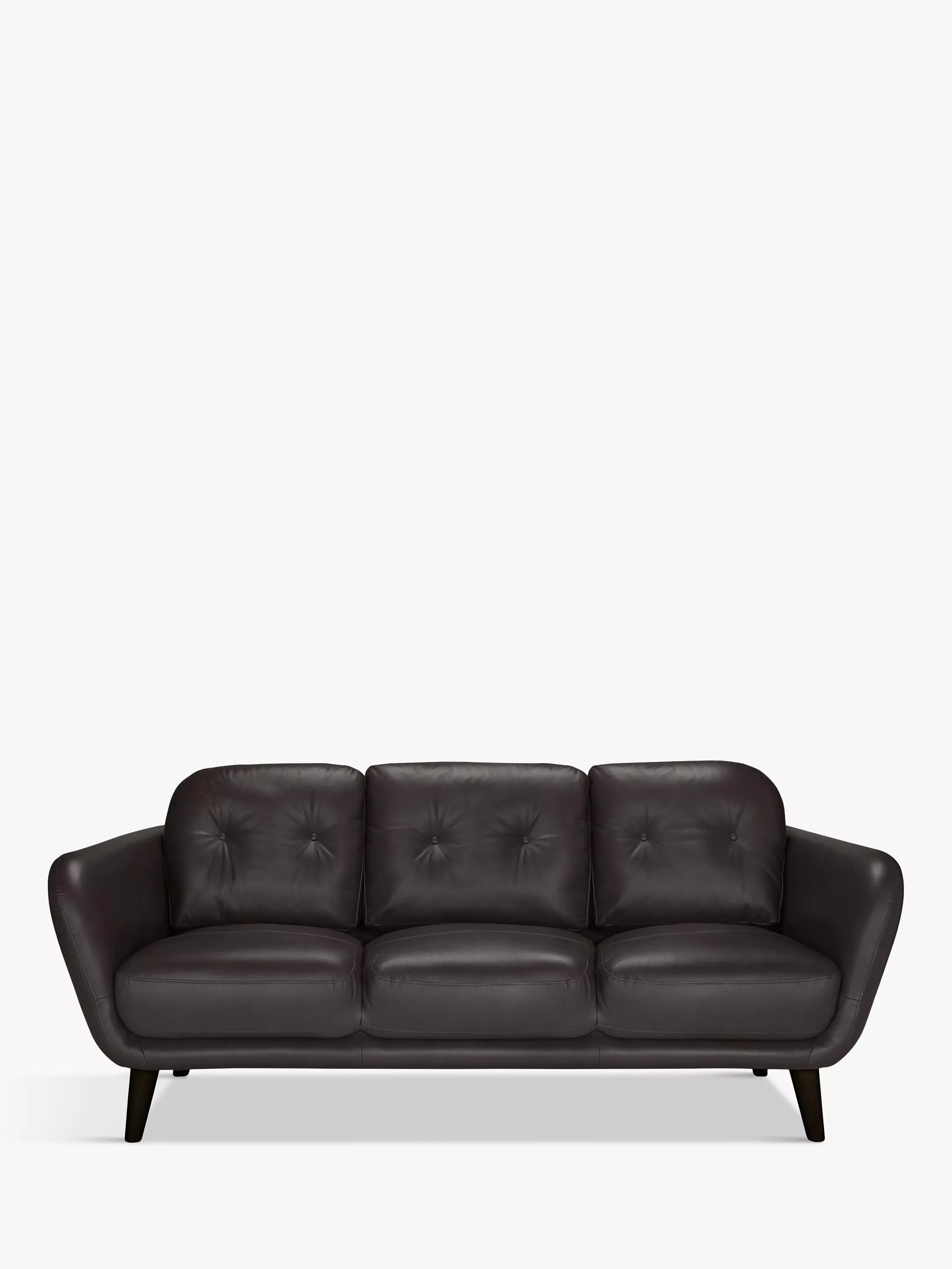 John Lewis Arlo Large 3 Seater Leather Sofa, Dark Leg