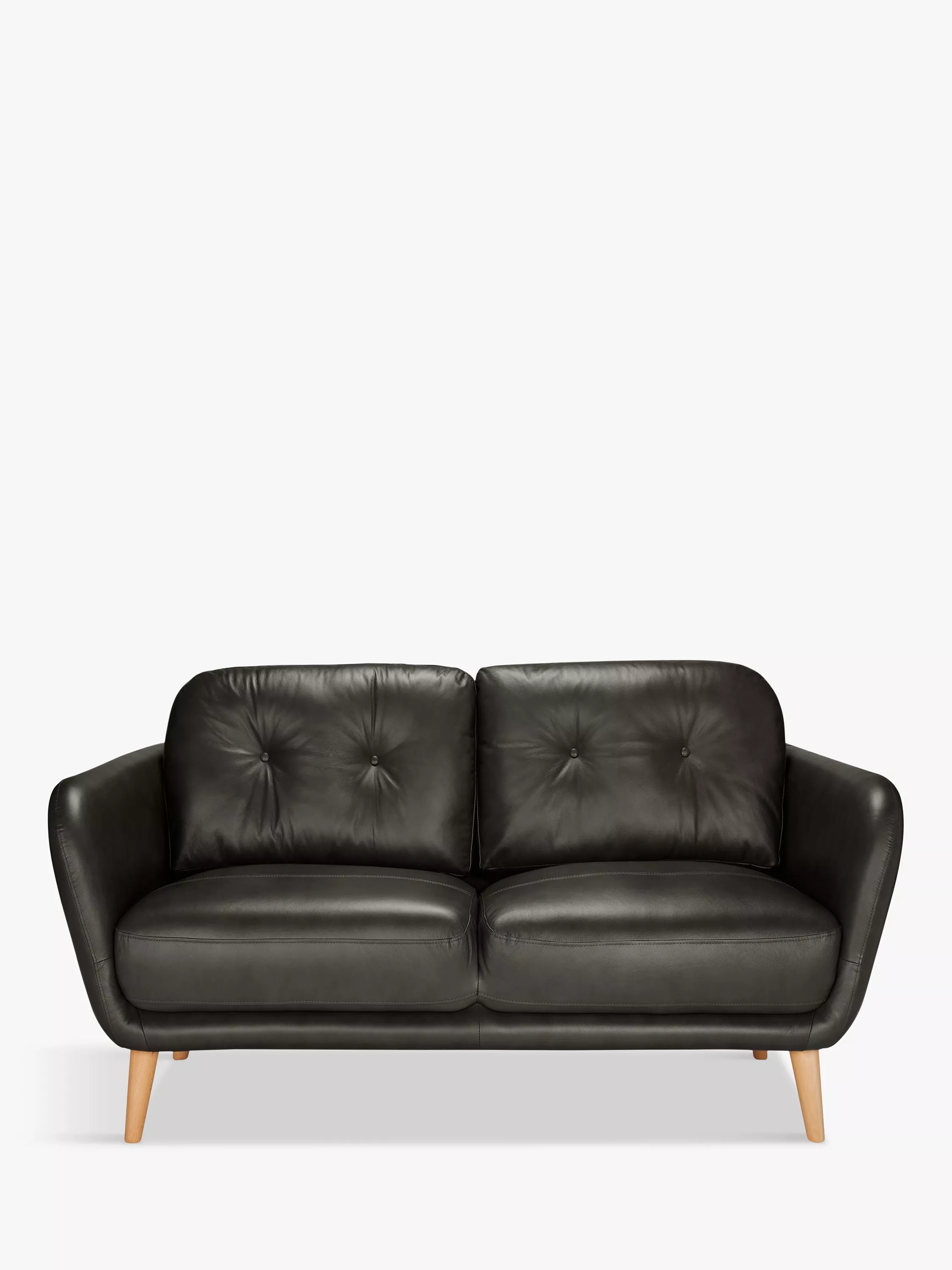 John Lewis Arlo Small 2 Seater Leather Sofa, Dark Leg