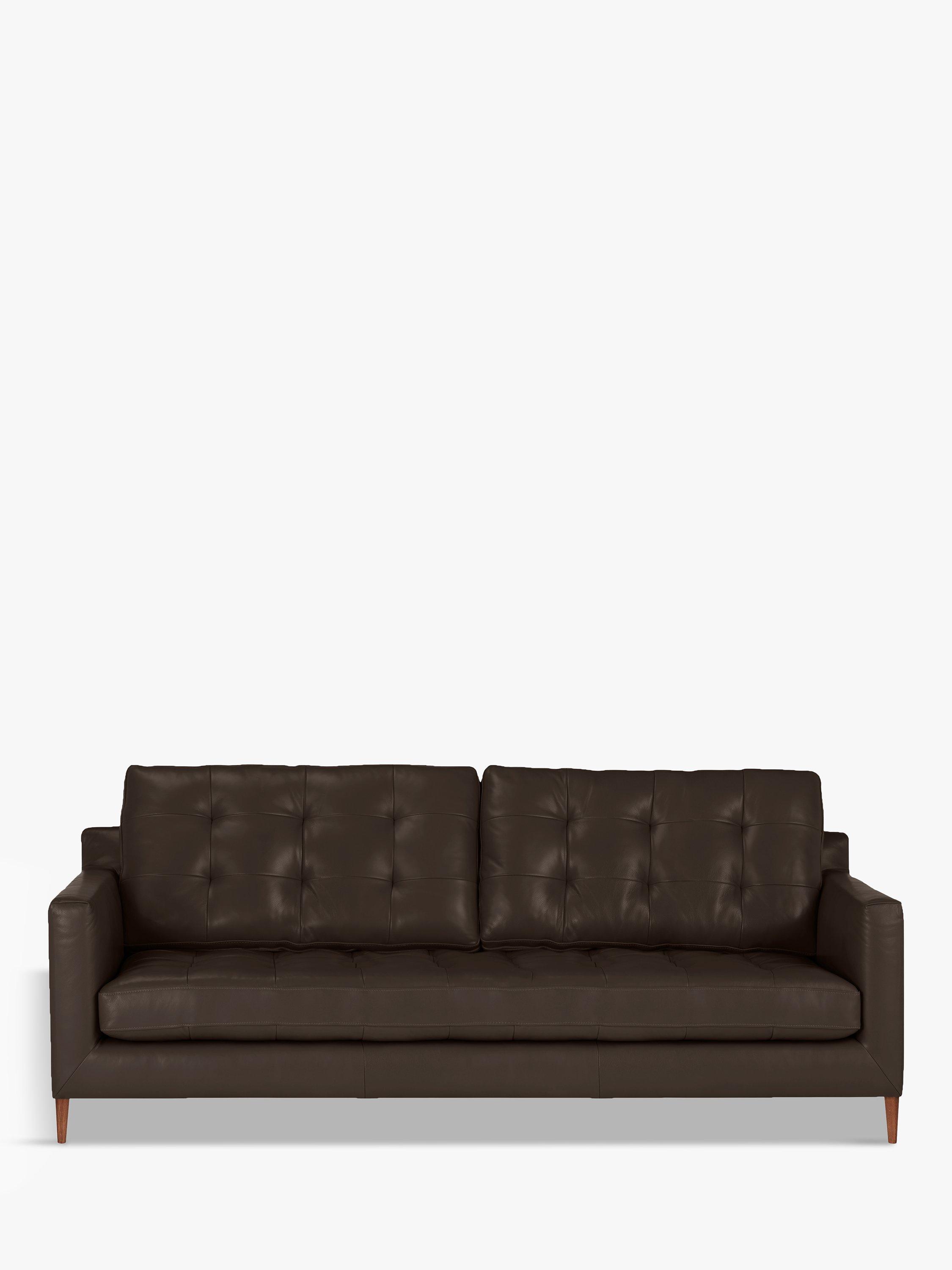 John Lewis OUTLET - Draper Large 3 Seater Leather Sofa, Dark Leg - Like New