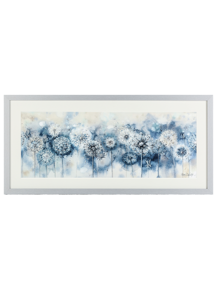 John Lewis Catherine Stephenson Blue Dandelion Embellished Framed Print, 50 x 105cm, Blue