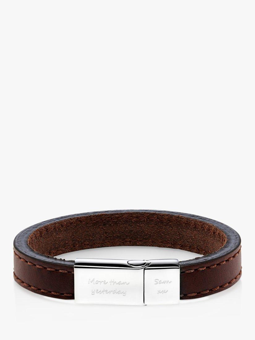 Under the Rose Personalised Men's Engraved Bracelet, Brown