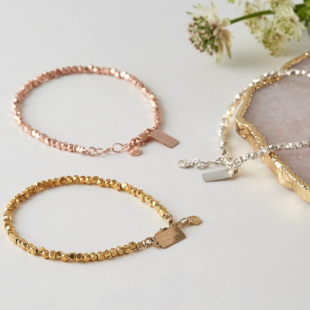 Under the Rose Personalised Nugget Bracelet, Rose Gold