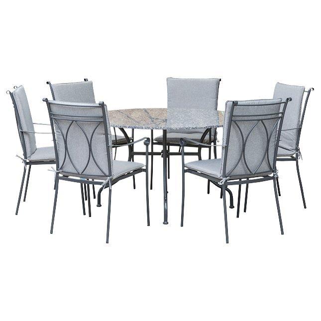 LG Outdoor Constantine 6 Seater Garden Dining Table and Chairs Set, Granite
