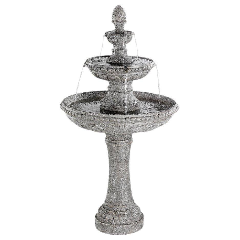 Kaemingk 3 Tier Fountain Large Garden Water Feature, Grey