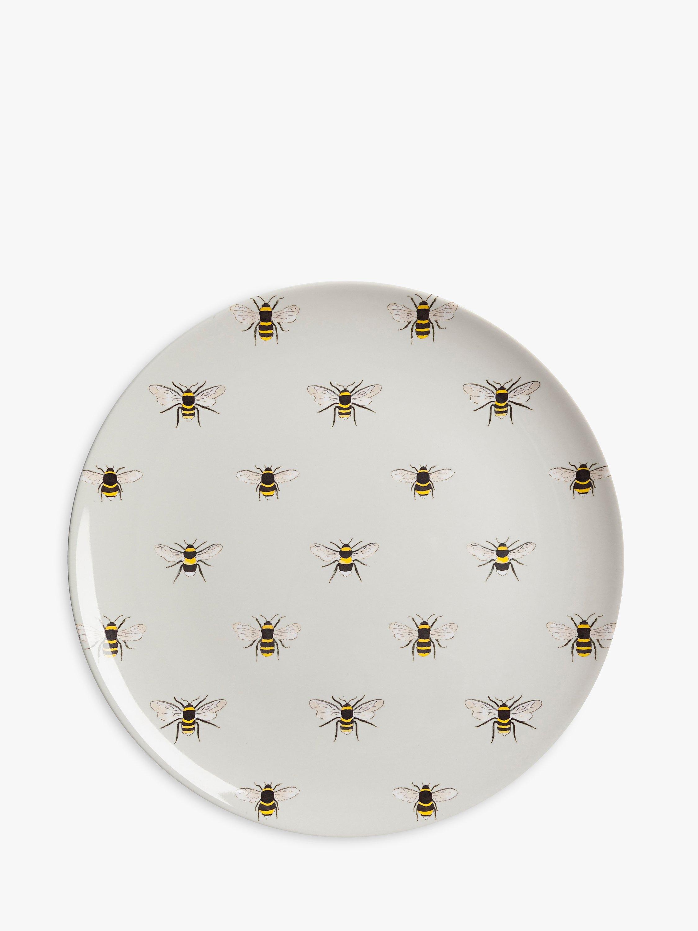 Sophie Allport Bee Melamine Plate, Pale Green/Multi, Dia.25.4cm