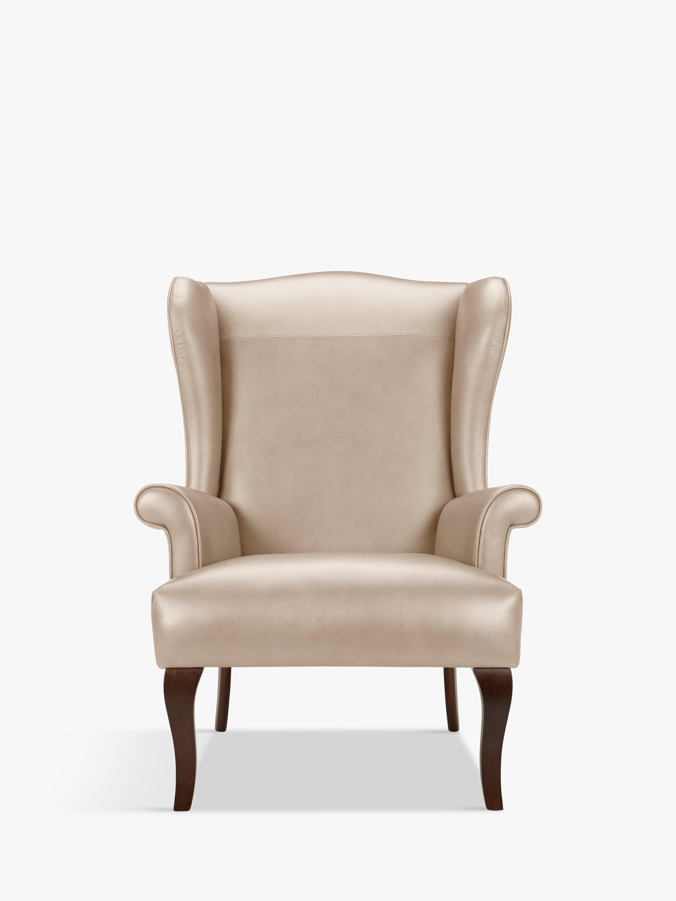 Shaftesbury Range, John Lewis Shaftesbury Leather Wing Chair, Dark Leg, Nature Putty