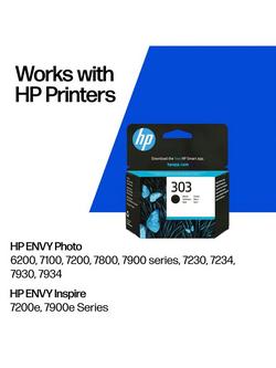 HP 303 Black Original Ink Cartridge, Single, Instant Ink Compatible - view 2, Black