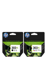 HP 303 XL Black & Tri-Colour Original Ink Cartridges, Pack of 2, Instant Ink Compatible