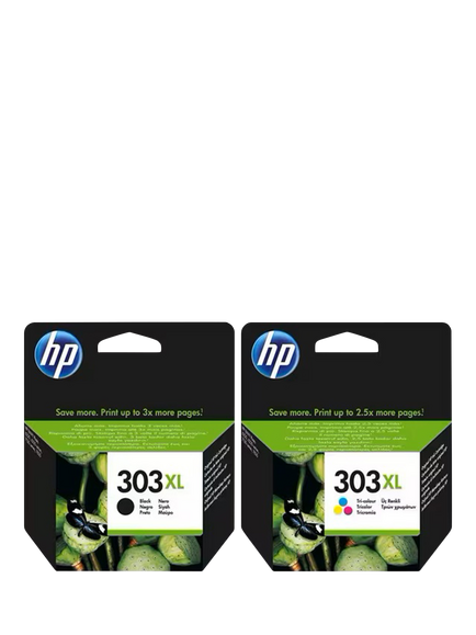HP 303 XL Black & Tri-Colour Original Ink Cartridges, Pack of 2, Instant Ink Compatible, Multi