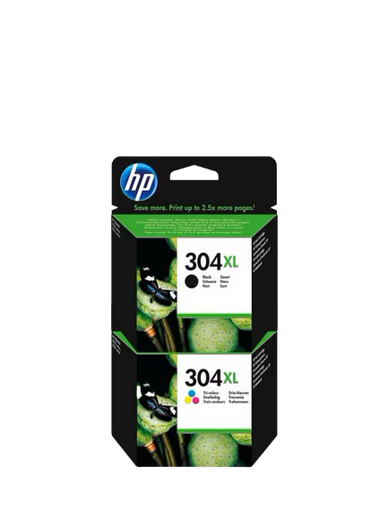 HP 304 XL Black & Tri-Colour Original Ink Cartridges, Pack of 2, Instant Ink Compatible, Multi