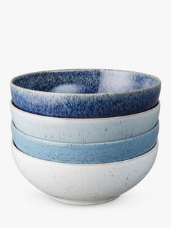 Denby Studio Blue Stoneware Cereal Bowls, Set of 4, 17cm, Chalk/Blue, Chalk/Blue