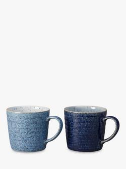 Denby Studio Blue Ridged Mugs, 400ml, Set of 2, Blue