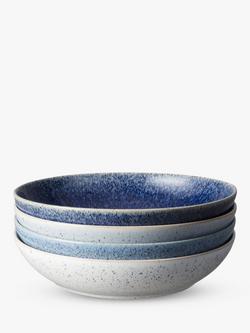 Denby Studio Blue Stoneware Pasta Bowls, Chalk/Blue, 22cm, Set of 4, Chalk/Blue