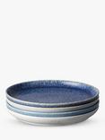 Denby Studio Blue Stoneware Medium Coupe Plates, Chalk/Blue, Dia.21cm, Set of 4