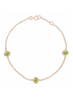 London Road 9ct Rose Gold Pimlico Dew Drop Bracelet, Peridot