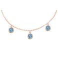 London Road 9ct Rose Gold Round Drop Chain Necklace, Blue Topaz