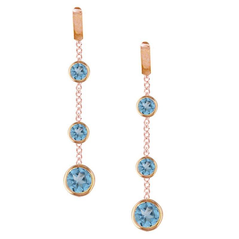 Product image 1 of 3, which shows London Road 9ct Rose Gold Pimlico Dew Drop Chain Earrings, Blue Topaz