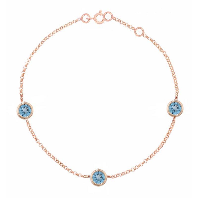 Product image 1 of 3, which shows London Road 9ct Rose Gold Pimlico Dew Drop Bracelet, Blue Topaz