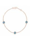 London Road 9ct Rose Gold Pimlico Dew Drop Bracelet, Blue Topaz