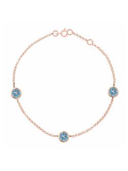 London Road 9ct Rose Gold Pimlico Dew Drop Bracelet, Blue Topaz