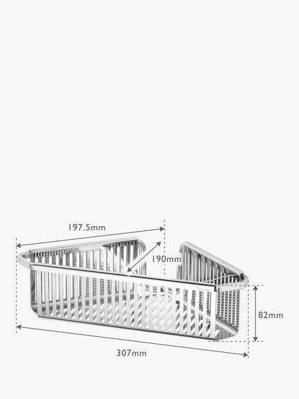 Robert Welch Burford Single Corner Shower Basket - view 2, Silver