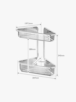 Robert Welch Burford Double Corner Shower Basket - view 2, Silver
