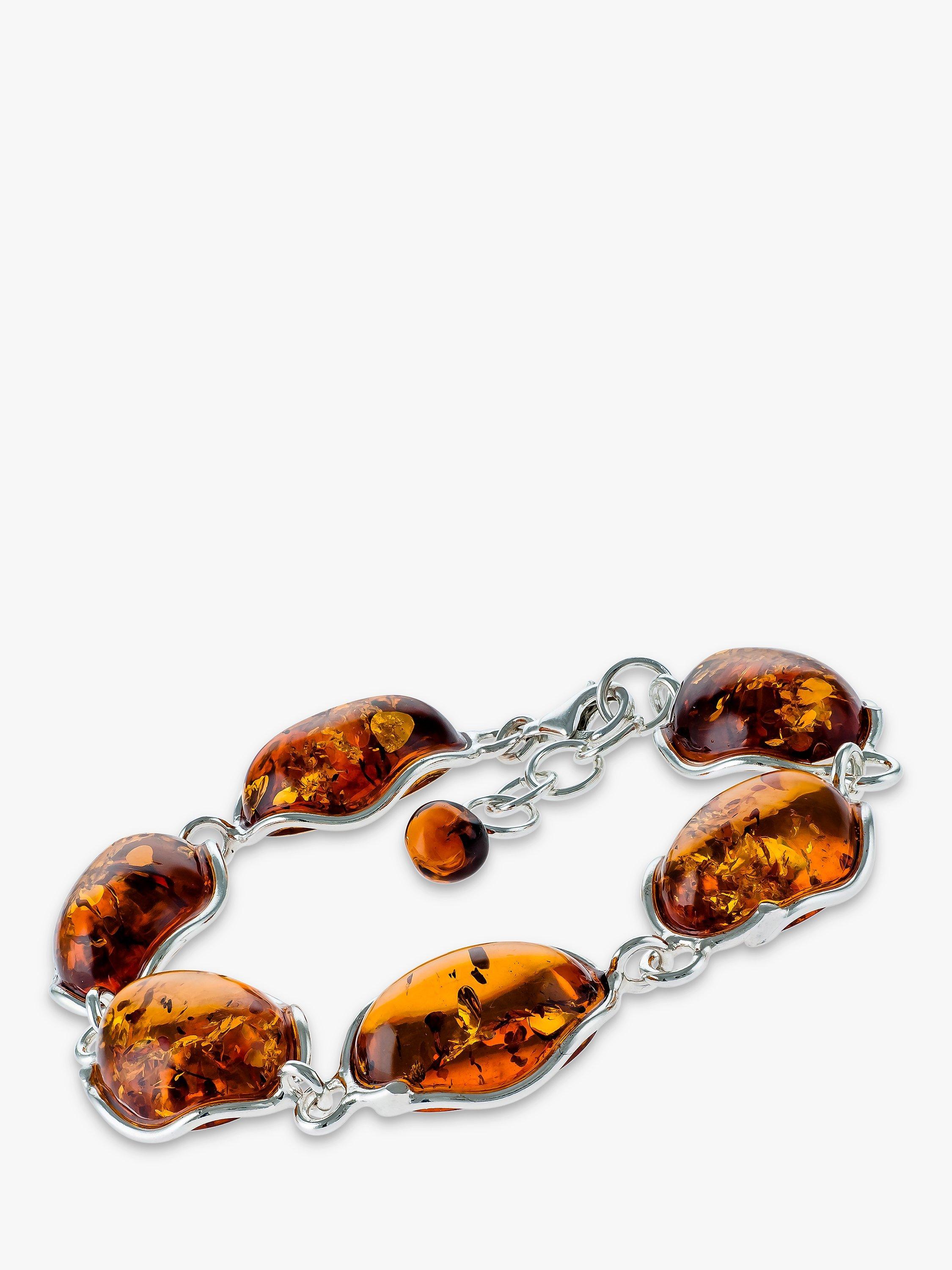 Product image 1 of 4, which shows Be-Jewelled Oval Amber Bracelet, Cognac