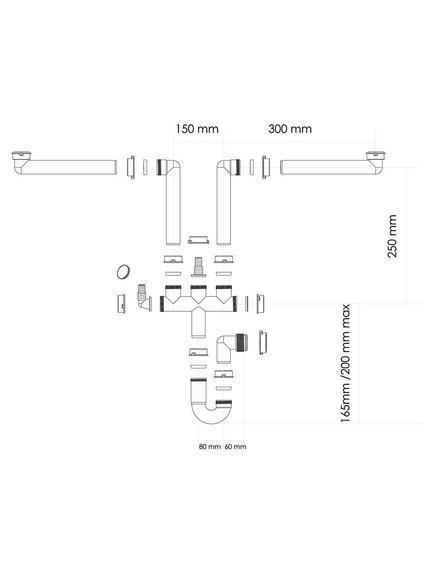 BLANCO 2 Bowl Kitchen Sink Odour Trap Plumbing Connector Kit - view 2, White