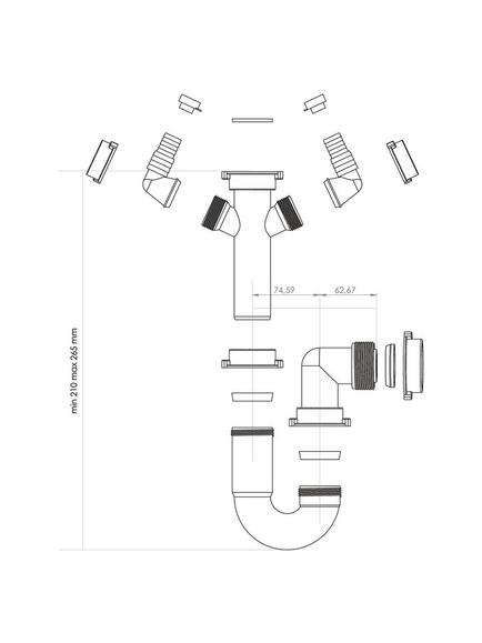 BLANCO Single Bowl Kitchen Sink Odour Trap Plumbing Connector Kit - view 2, White
