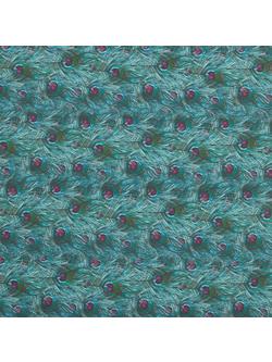 John Lewis Peacock Feathers Print Fabric, Green, Green