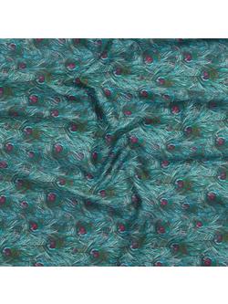John Lewis Peacock Feathers Print Fabric, Green - view 2, Green