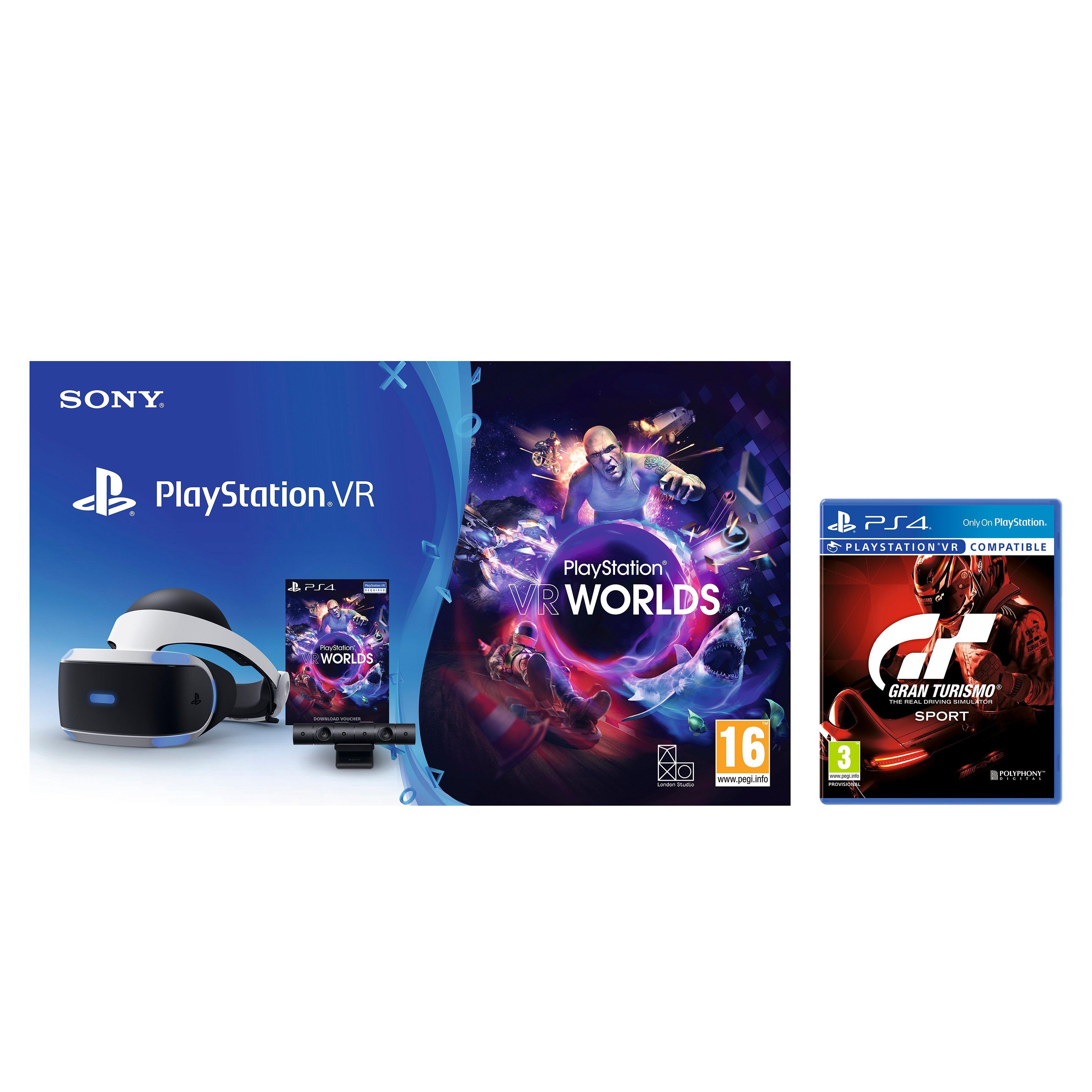 Sony PlayStation VR Gaming System with PlayStation Camera and VR Worlds PS VR Game and Gran Turismo Sport