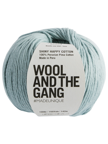 Wool And The Gang Shiny Happy Cotton Knitting and Crochet Yarn, 100g, Egg Blue