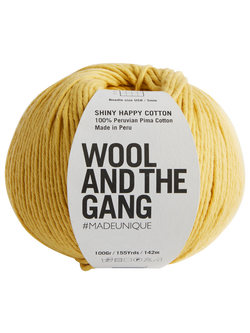 Wool And The Gang Shiny Happy Cotton Knitting and Crochet Yarn, 100g, Chalk Yellow